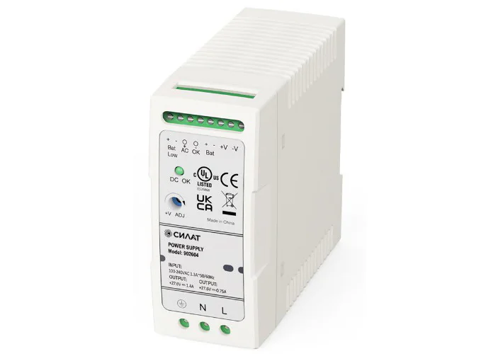 Источник питания UPS 902604 - Источник питания UPS, выходы: CH1 27,6VDC, CH2 27,6VDC, 1,4A, 59,3W, диапазон входных напряжений: 90 - 264VAC / 127 - 370VDC; габариты (мм): 100х92х41 мм, защита от: короткое замыкание /перегрузка /повышенное напряжение, защи
