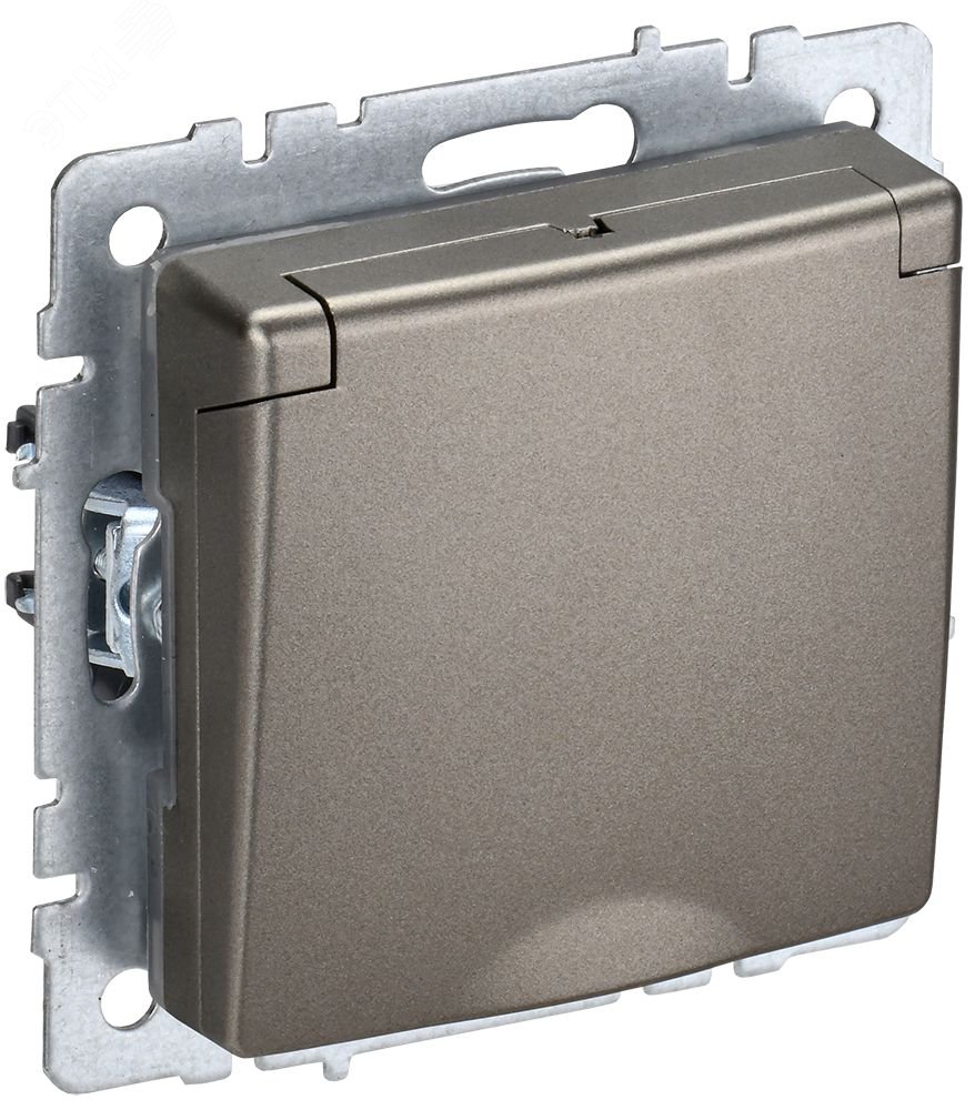 Розетка BRITE РСбш10-3-44-БрШ 16А IP44 с заземл. защ. шторки с крышкой шампань BR-R16-16-44-K37