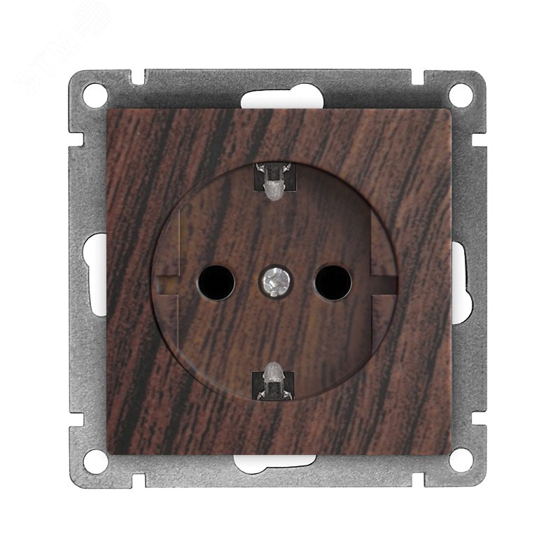 Розетка одноместная UNIVersal серия Афина с/з, с/у, 16А, 220В, венге (еврослот), механизм A0028-V