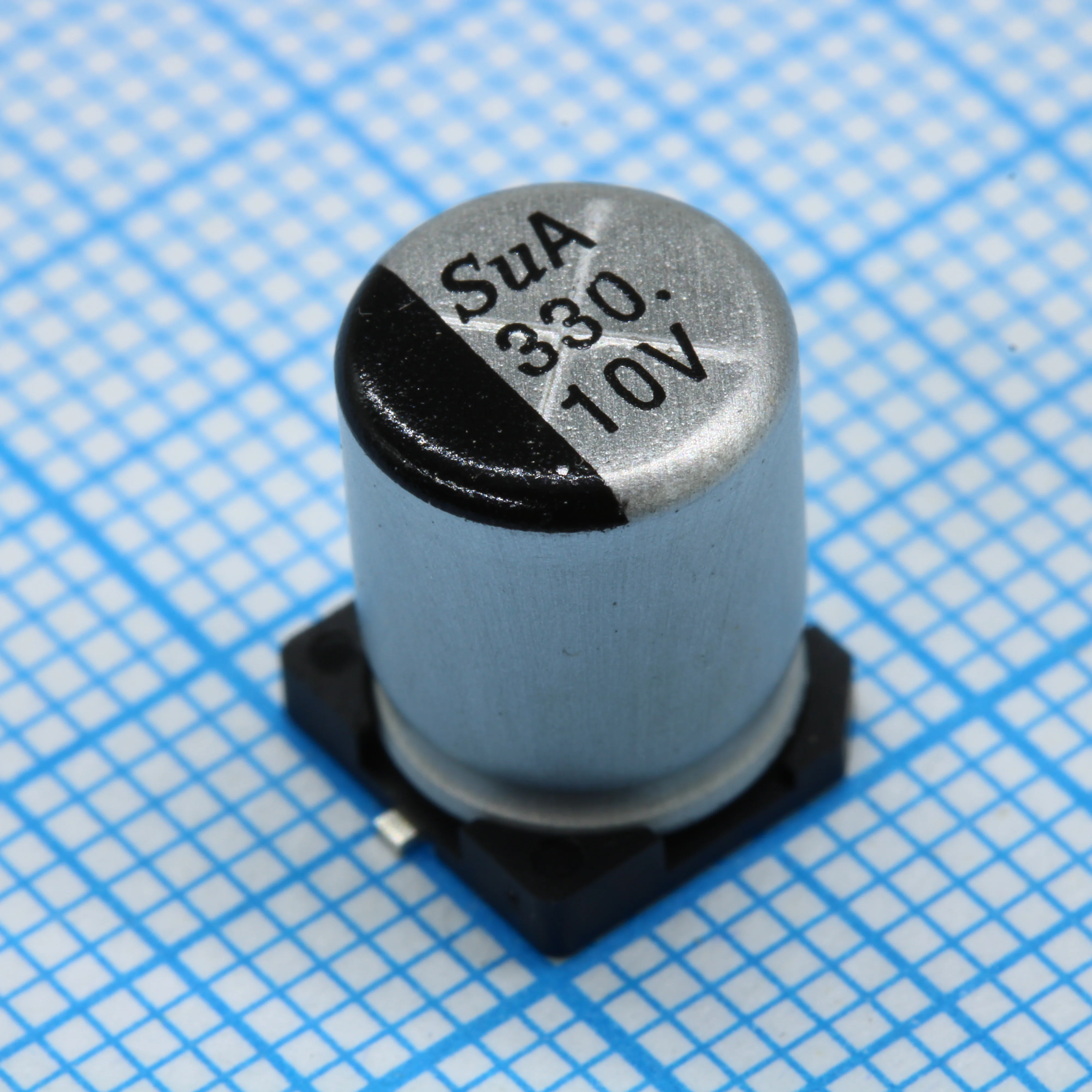 TS13CA1A331MJT000R - SMD Конденсатор алюминиевый электролитический 10В, 330мкФ ±20%, размер 8 X 10.5мм, 0.17 Ом, 450мА, 3000ч, 105С