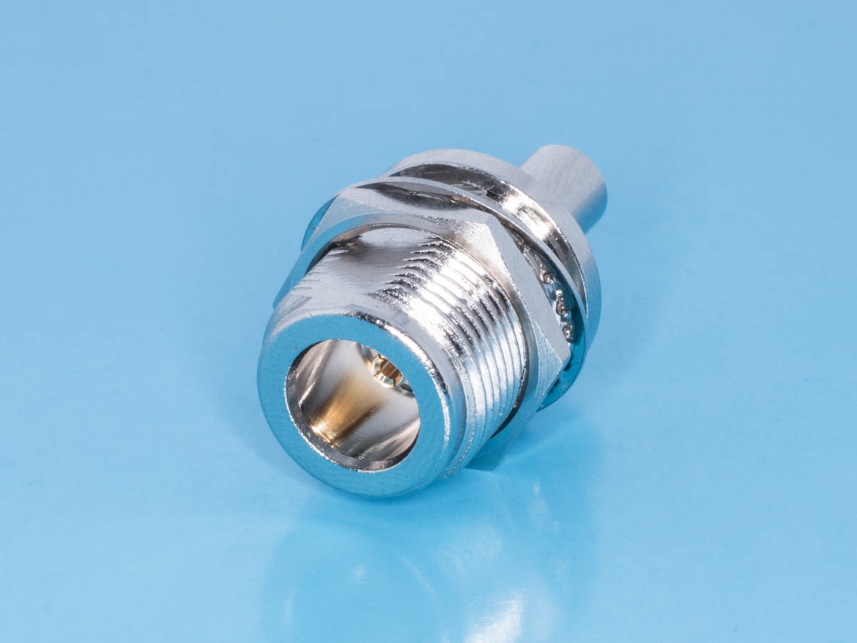 N-BC58J - Разъем N гнездо на приборный блок под RG-58, обжимной, крепление гайка