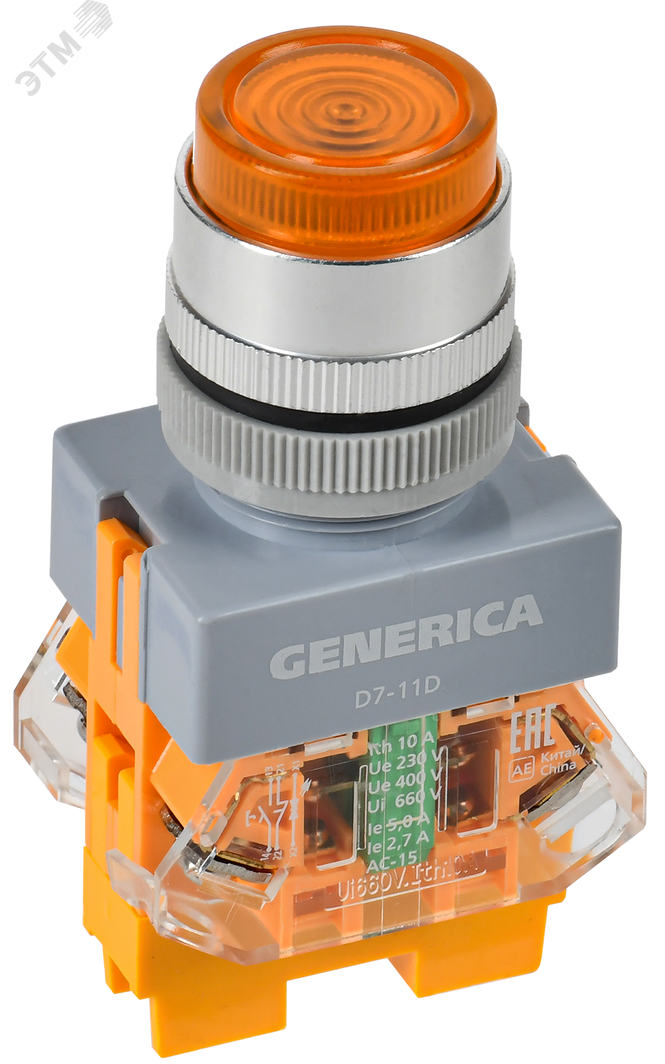 Кнопка D7-11D d=22мм 1з+1р с подсв. жел. GENERICA BBT50-11D-3-12-K05-G