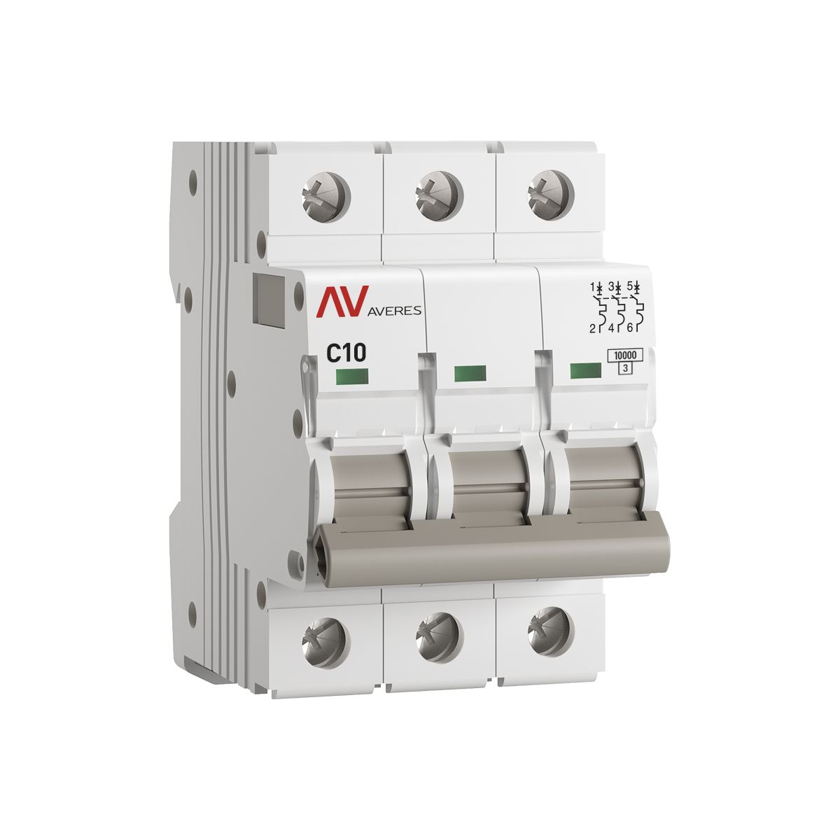 mcb10-3-10C-av Выключатель автоматический AV-10 3P 10A (C) 10kA EKF AVERES(кр.1шт)