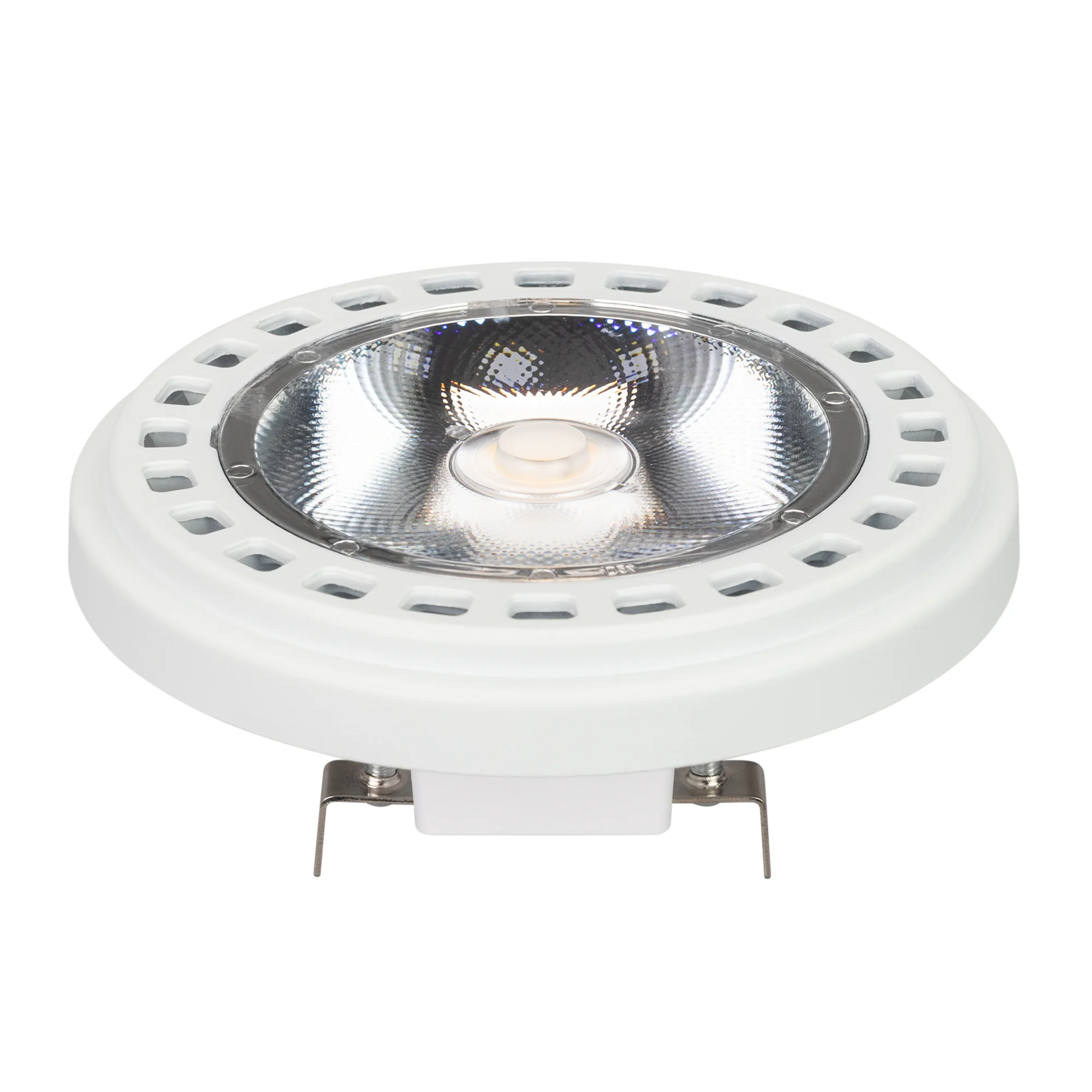 Лампа AR111-UNIT-G53-15W- Day4000 (WH, 24 deg, 12V) 026886 - Светодиодная лампа AR111, цоколь G53, светодиод COB, цвет БЕЛЫЙ ДНЕВНОЙ 4000К, угол 24°, мощность 15Вт, напряжение 12V, Индекс цветопередачи CRI>80  Цвет рамки белый