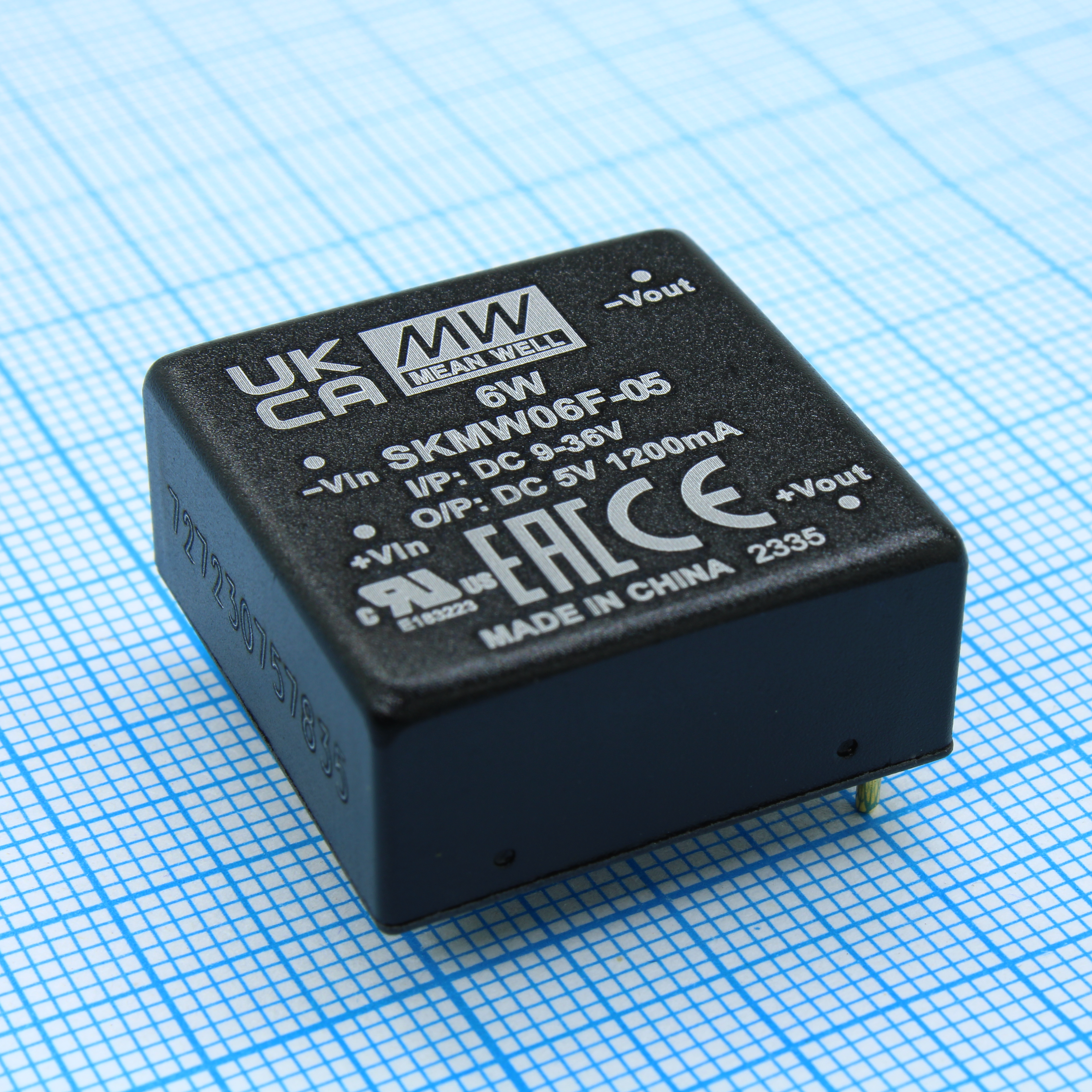 SKMW06F-05 - Преобразователь DC/DC, 6Вт, Uвх=9…36В, выход 5В/1.2А, изоляция 1500В DC, 25.4х25.4х11.7мм, -40°С…+85°С