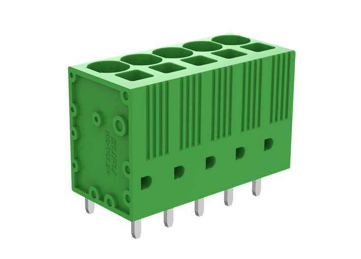 Клемма на плату MC-TC7.5V09P-0001 - Клемма, вертикальный подвод кабеля, на плату, шаг: 7.5 мм, 9 полюсов, фиксация провода пружинная, исполнение: стандартное, 1000V, 41A, цвет: зеленый