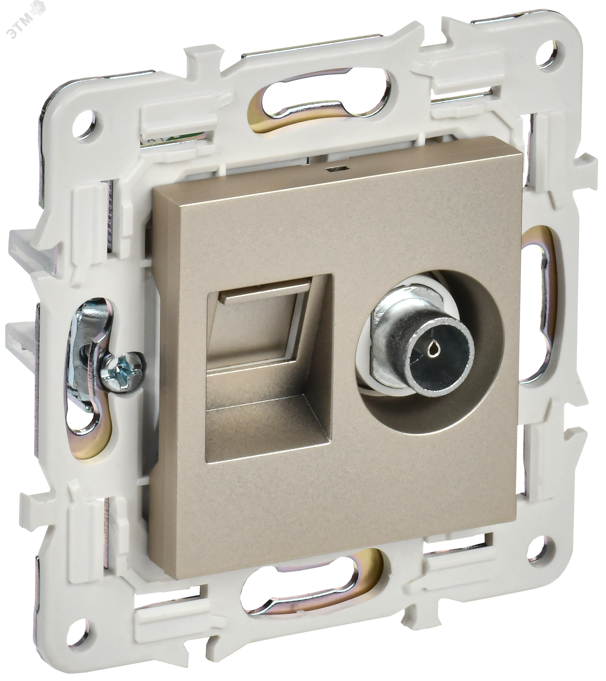 SKANDY Розетка двойная TV+RJ45 кат.5E SK-A14Sh шампань IEK SK-AK20-1-K37