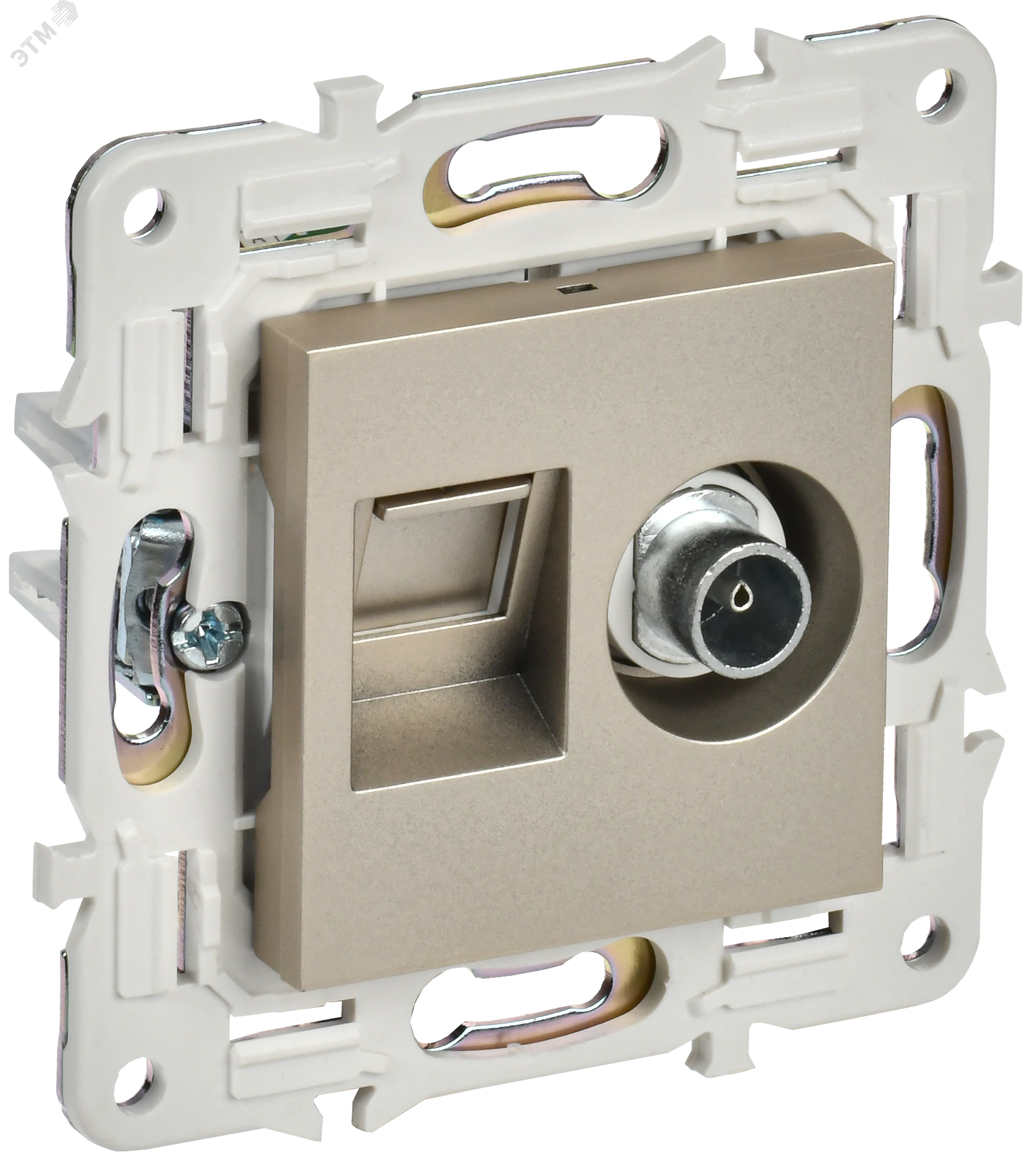 SKANDY Розетка двойная TV+RJ45 кат.5E SK-A14Sh шампань IEK SK-AK20-1-K37