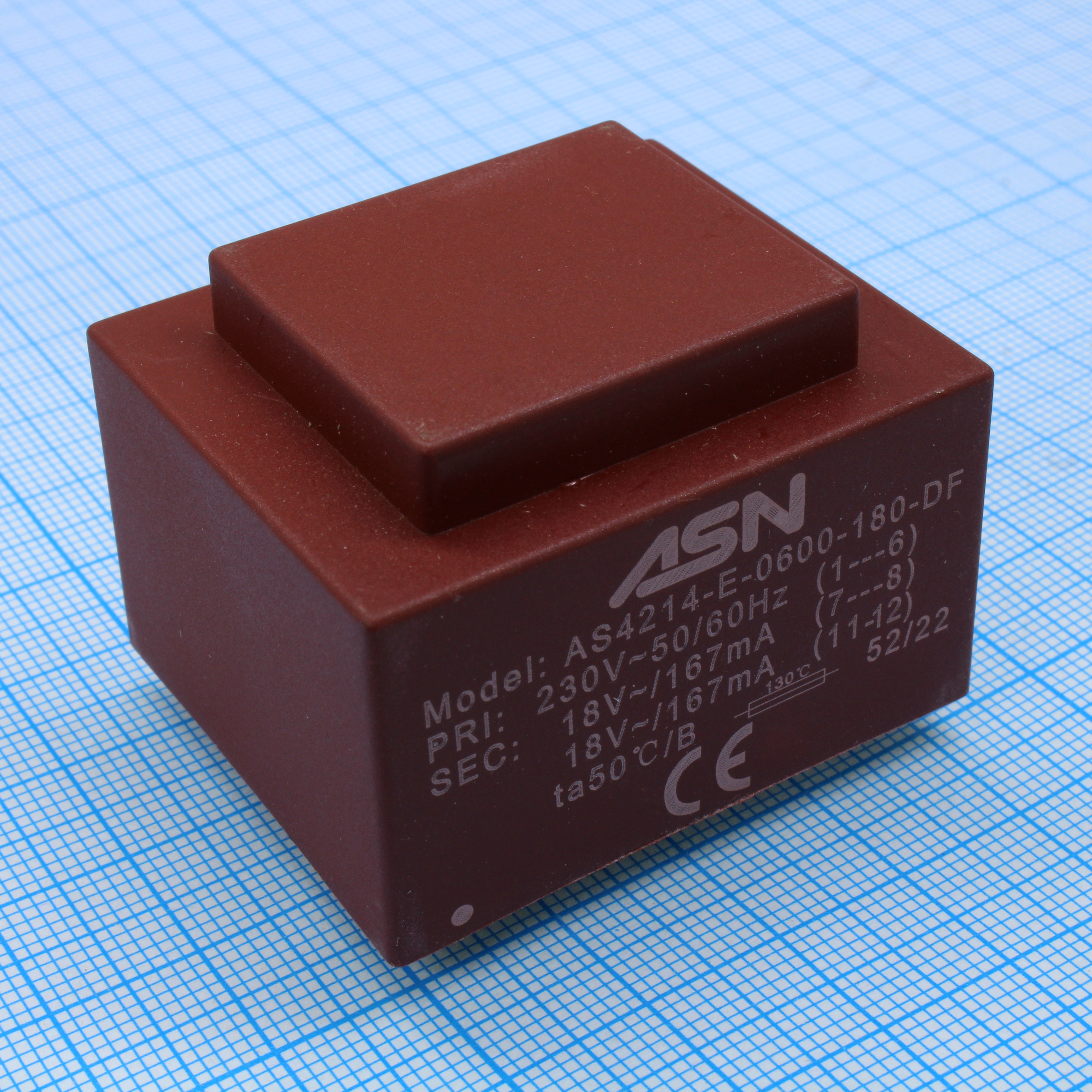 AS4214-E-0600-180-DF - Трансформатор питания 6 ВА  230В выход 18В/333.3мА ta 70 C/F (El 42/14.8)26.5мм.