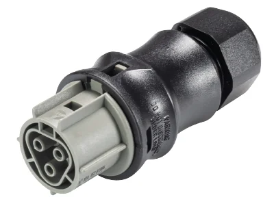 Разъем RST25i3 96.031.4154.3 - Розеточный разъем на кабель диам. 10-14 мм, IP68(69k), 3 полюса, винтовая фиксация провода, номинальные характеристики: 250/400V, 25A, цвет контактной вставки: серый, цвет корпуса: черный, серия RST Classic