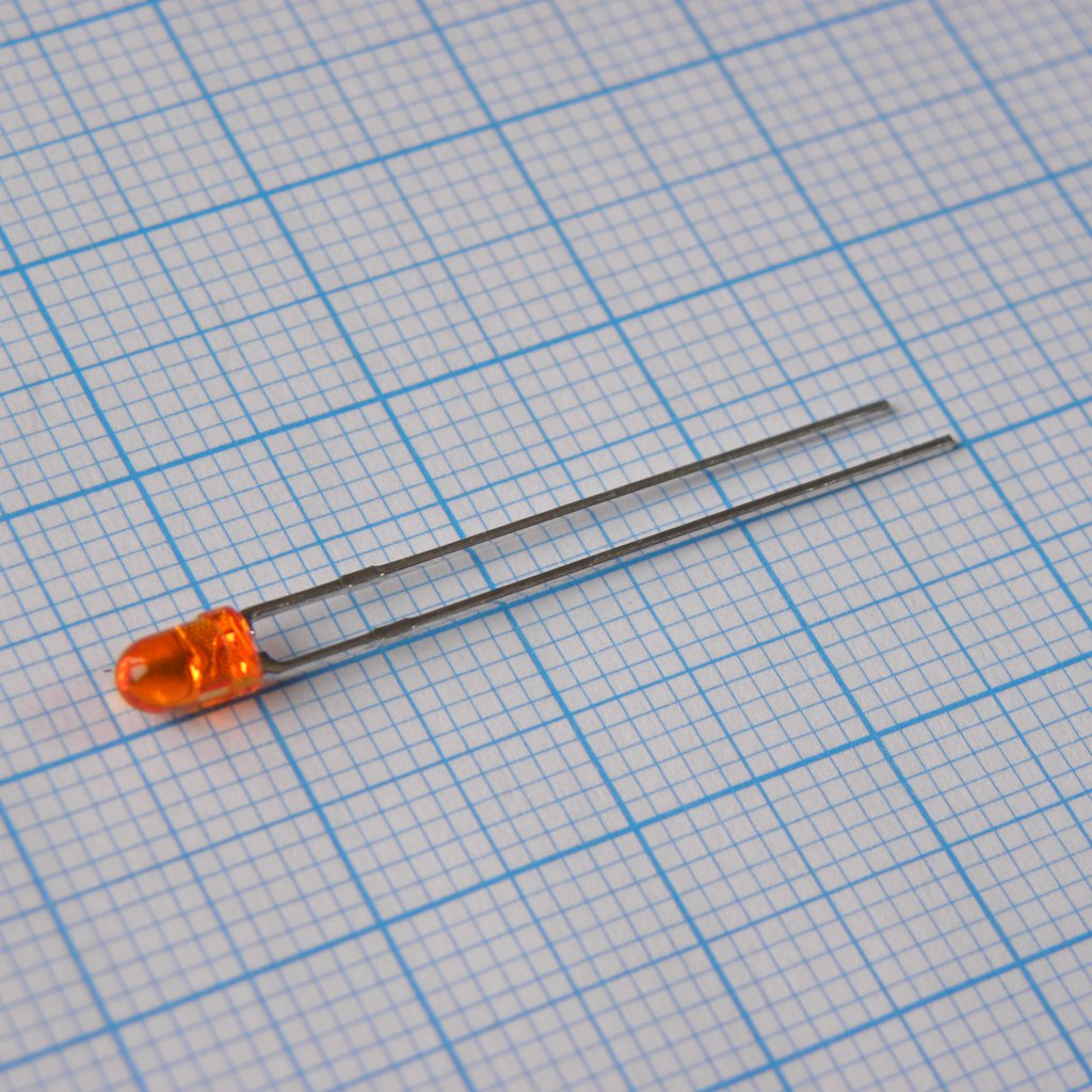 L-7104NT - Светодиод 3мм/оранжевый/602нм/20-50мкд/прозрачный оранжевый/34°