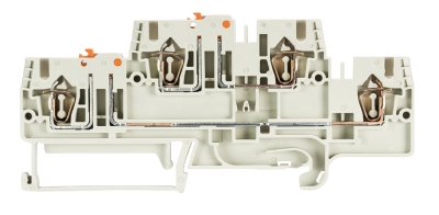 Клемма разъед. WKFN 2,5 TKM E2/35 - Этажная клемма, с ножевыми размыкателями, тип фиксации провода: пружинный, номинальное сечение: 2,5 мм кв., 19A, 500V, ширина: 5 мм, цвет: серый, тип монтажа: DIN 35