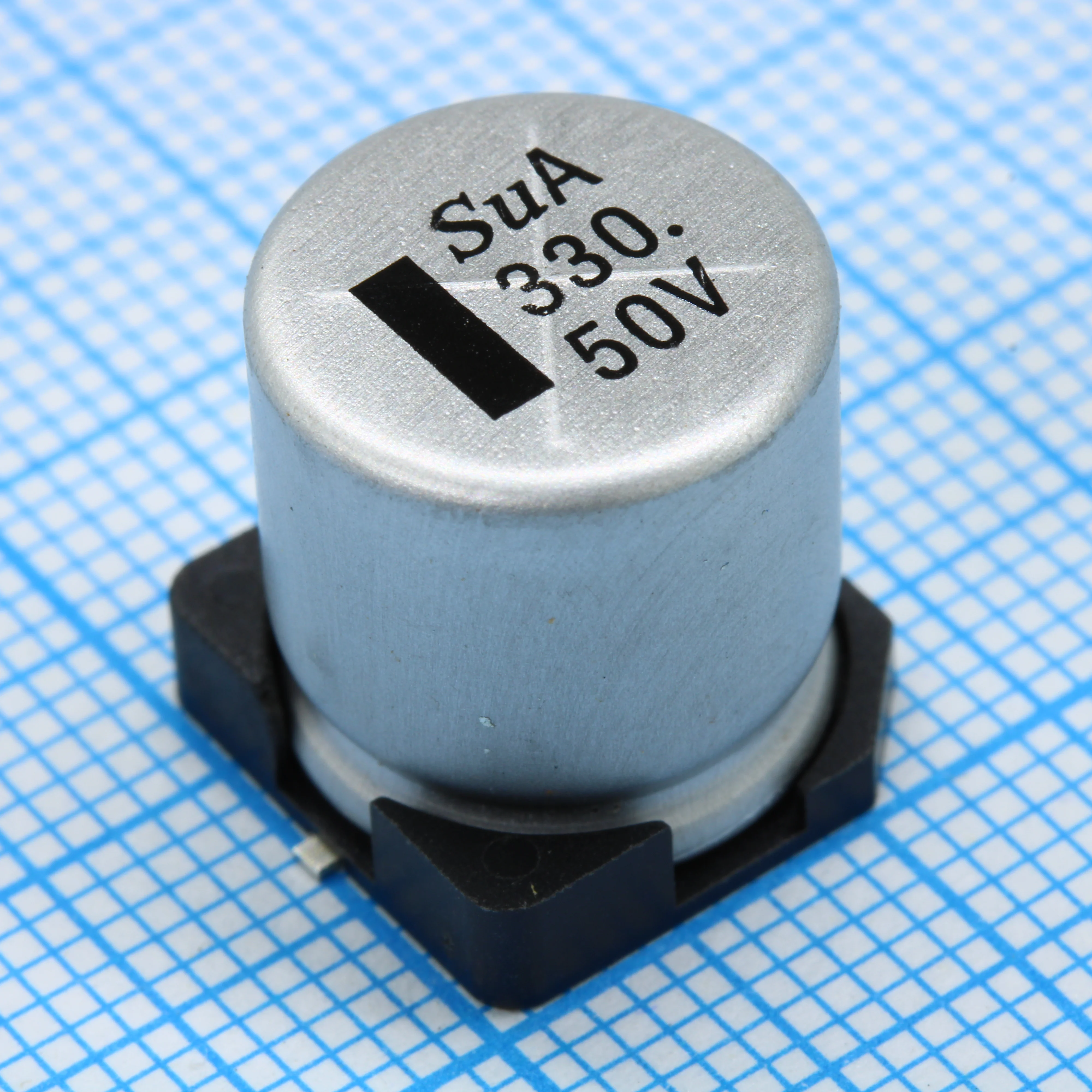 TS13CA1H331MMT000R - SMD Конденсатор алюминиевый электролитический 50В, 330мкФ ±20%, размер 12.5 X 13.5мм, 0.12 Ом, 650мА, 5000ч, 105С