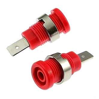 Z017 4MM RED - Гнездо Z017 4 мм красный, на панель под пайку