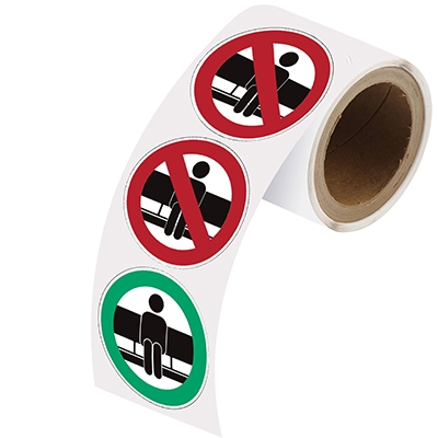 gws307518 - Знаки в рулоне "НЕ СИДИТЕ/СИДИТЕ ЗДЕСЬ", 2хPIC917 и 1хPIC918, материал В-7539, белый глянцевый полиэстер, диаметр 50 мм, 250 шт. в упак.