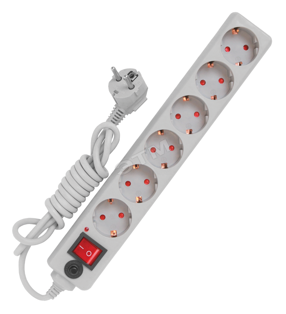 Сетевой фильтр Универсал 6х5м с выключателем ПВС 3х0.7 967U-5005