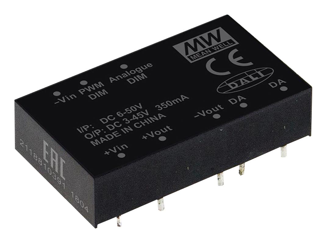LDD-1050H-DA - DC/DC LED понижающий, вход 6…50В, выход 3…45В/1.05А, КПД до 95%, DALI, вход On/Off/DIMM, 40.6x23.5x10.1мм, DIP, -40…65°C, пластик