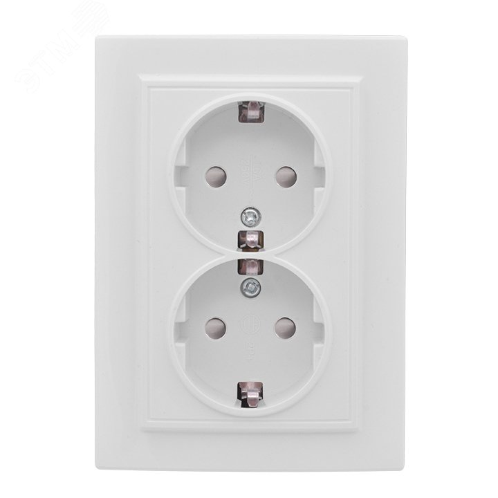 Розетка 2-м СП Минск 16А IP20 с заземл. защ. шторки бел. Basic ERR16-128-100