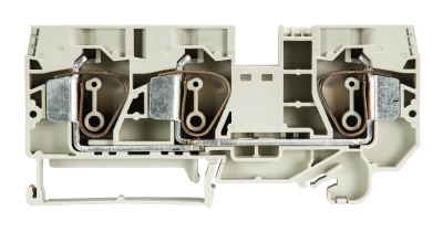 Клемма сдв. WKFN 16 D1/2/35 - Проходная клемма, 3 точки подключения, тип фиксации провода: пружинный, номинальное сечение: 16 мм кв., 76A, 800V, ширина: 12 мм, цвет: серый, тип монтажа: DIN 35