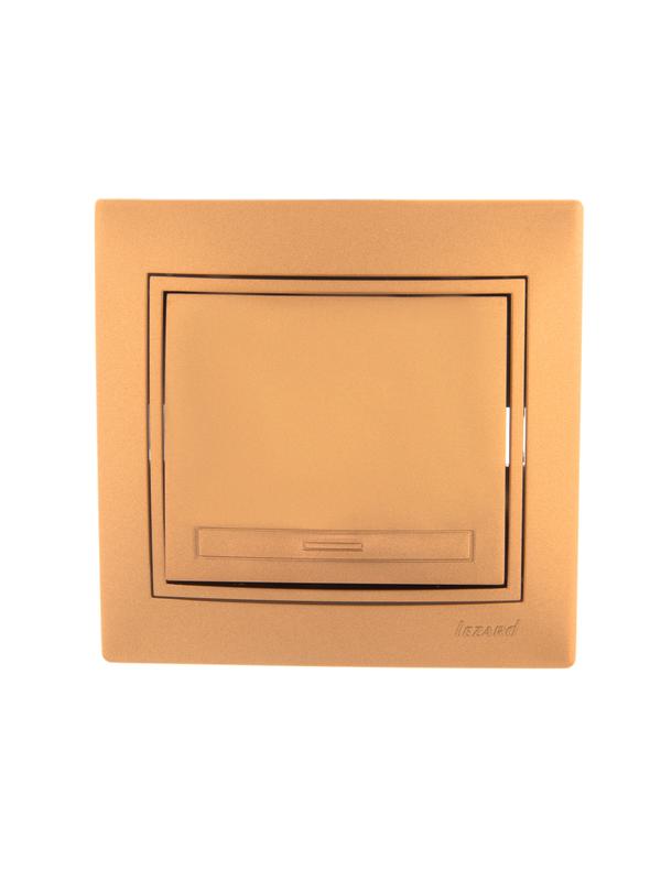 Выключатель 1-кл. СП Mira 10А IP20 со вставкой зол. метал. 701-1313-100