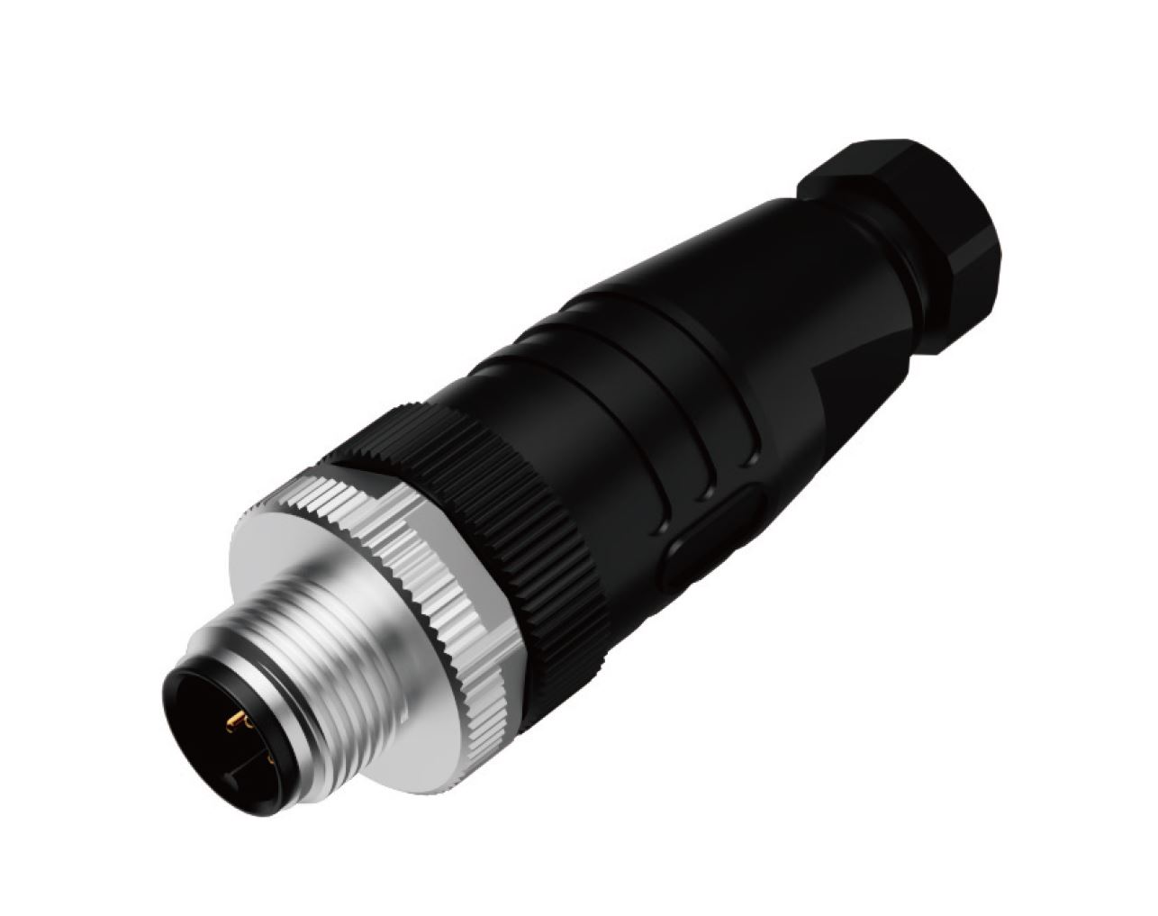 Вилочный разъем M12A04MPSFWSR406001 - Вилочный разъем на кабель, 4 полюса, M12, прямой, A-Code, диаметр кабеля: 4,0-6,0 мм, 4А, 250V, корпус из пластика, резьбовое соединение: цинк