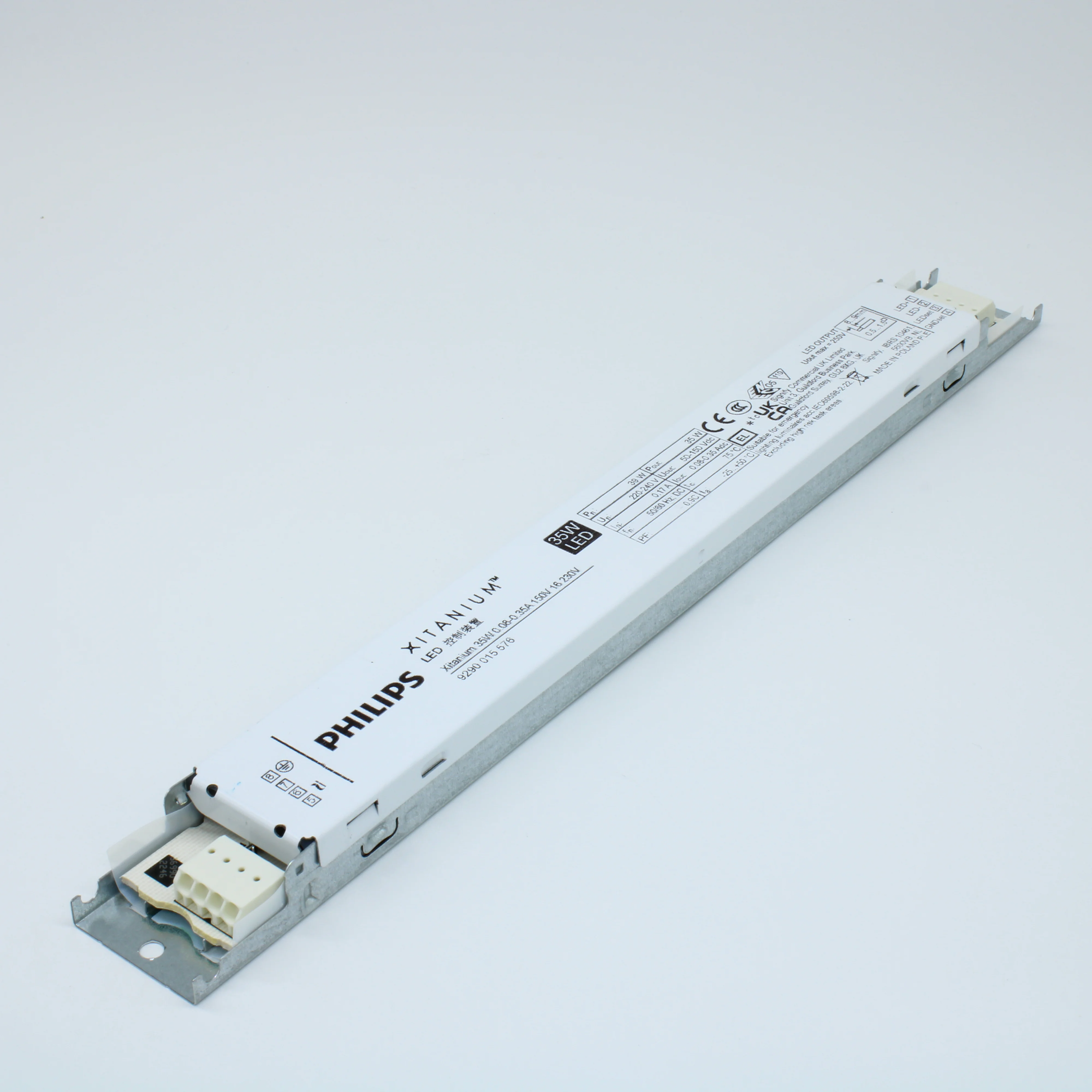 XITANIUM 35W 0.08-0.35A 150V 16 230V - AC-DC, 35Вт, ККМ, стабилизация тока, вход 202…254В AC/ 168…275В DC, 47.5…63Гц, выход 0.08…0.35А / 50…150В DC, в корпусе 280x30x16мм, -25…+50°C, LEDset