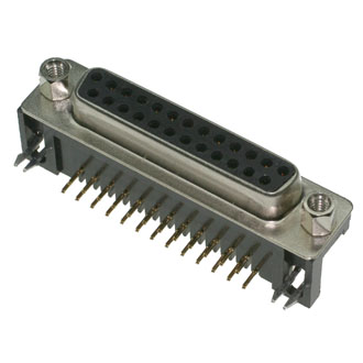 KLS1-215-25-F-B - Разъем 25 контактов, гнездо на плату, прямой угол  7.2мм
