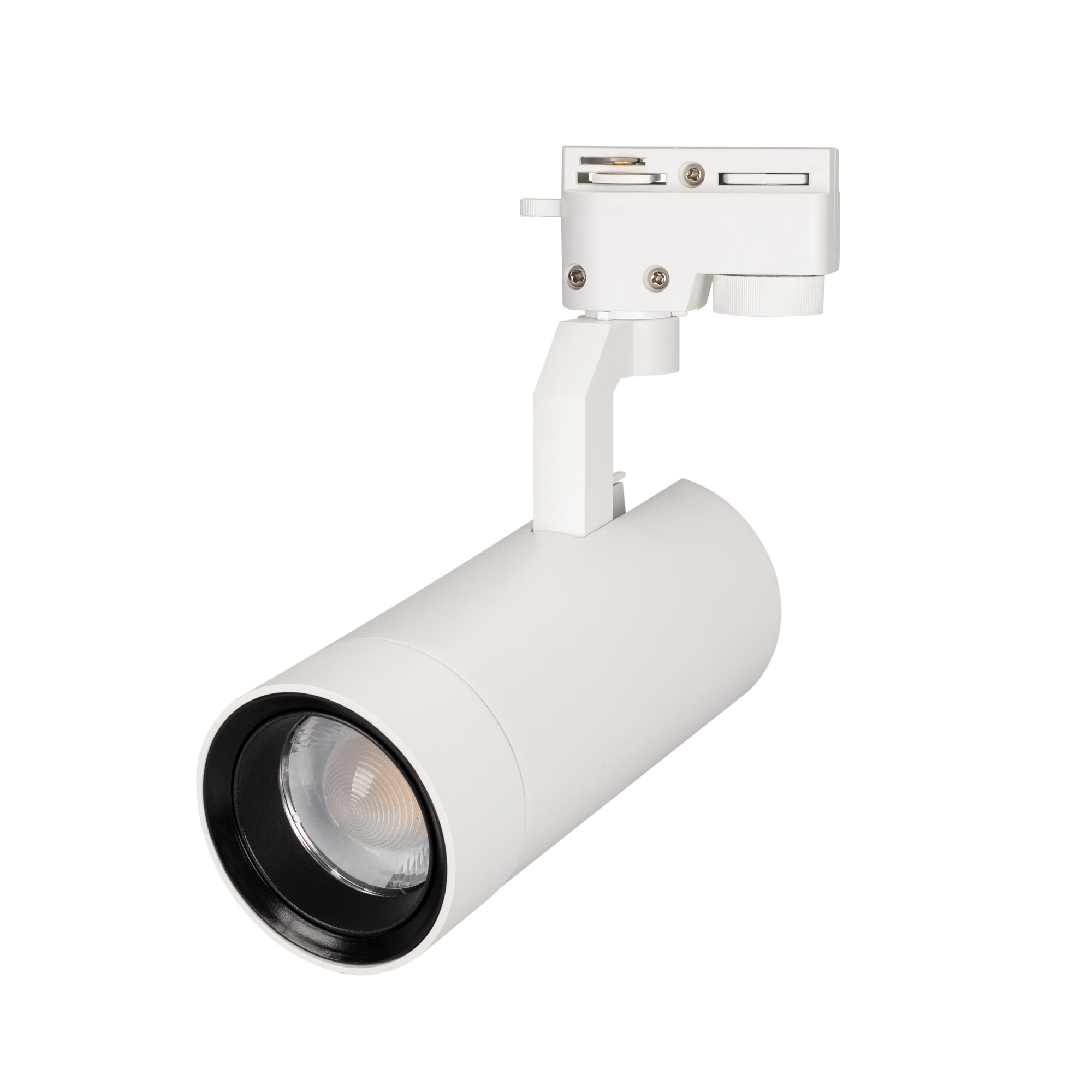Светильник LGD-GELIOS-2TR-R80-30W Day4000 (WH, 20-60 deg, 230V) 031240 - Светильник подвесной для треков/шин 2 провода, 30Вт. Цвет свечения ДНЕВНОЙ 4000K, световой поток 2700лм, регулируемый угол 20-60°, CRI>90. Корпус круглый, металл, цвет белый, IP20. Р