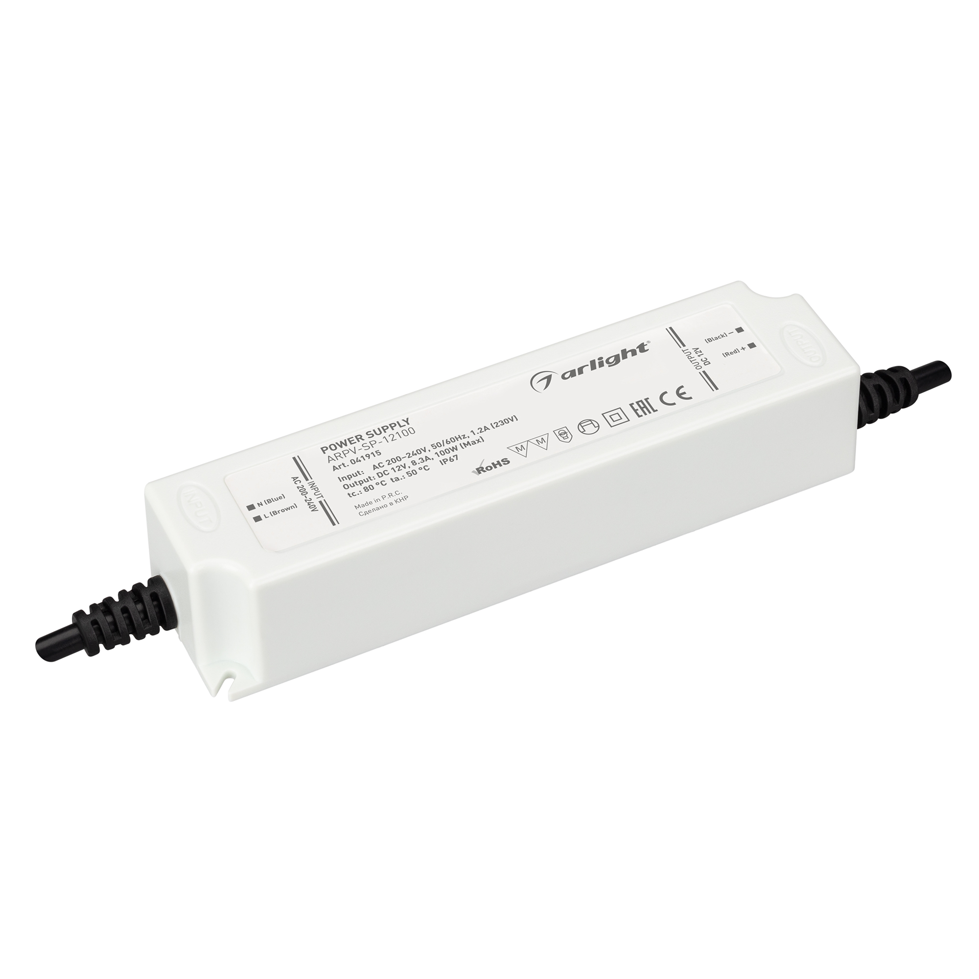 Блок питания ARPV-SP-12100 (12V, 8.3A, 100W) 041915 - Источник напряжения с гальванической развязкой для светодиодных изделий. Входное напряжение 200-240 VAC. Выходные параметры: 12 В, 8,3 А, 100Вт. Встроенный PFC >0.5. Герметичный пластиковый корпус IP 6