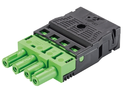 Разъем GST18I4F B2 ZR1 GN02 - Розеточный разъем на кабель диам. 9 - 11,5 мм, 4 полюса, пружинная фиксация, номинальное напряжение: 250/400V, номинальный ток: 20A, цвет корпуса: черный, цвет контактной вставки: розовый, серия gesis GST18i4