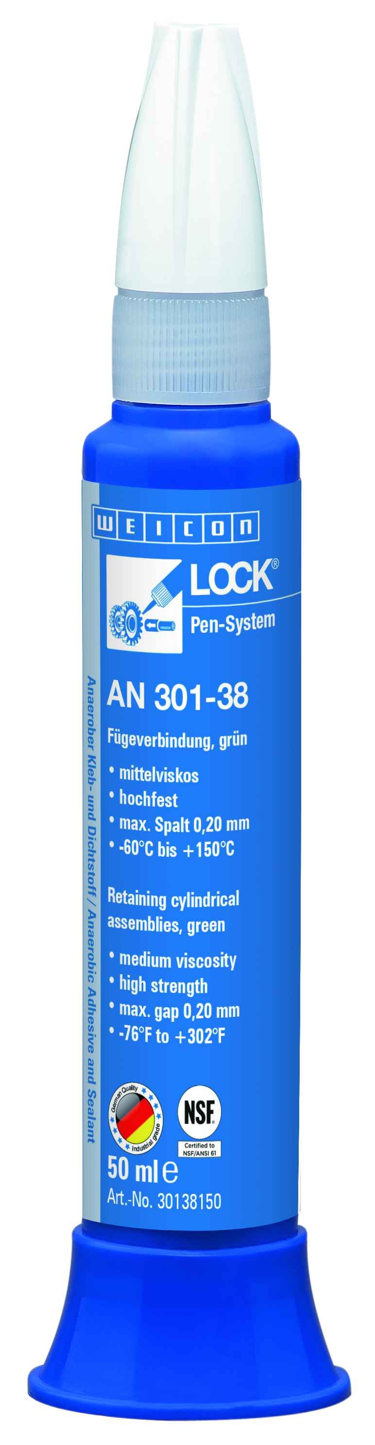 wcn30138150 - 10026846 WEICONLOCK AN 301-38 Фиксатор цилиндрических узлов (50 мл) разрешен к применению в пищевой и фармаце