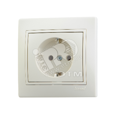 Розетка 1-м СП Mira 16А IP20 с заземл. со вставкой керамика крем. 701-0303-122