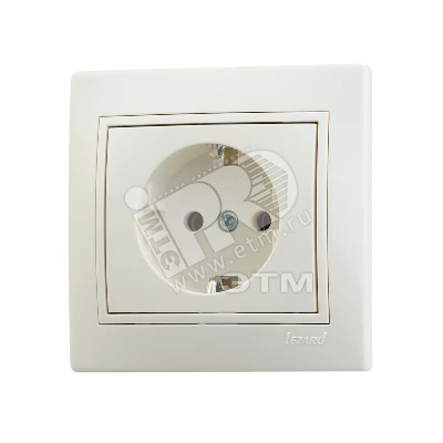 Розетка 1-м СП Mira 16А IP20 с заземл. со вставкой керамика крем. 701-0303-122