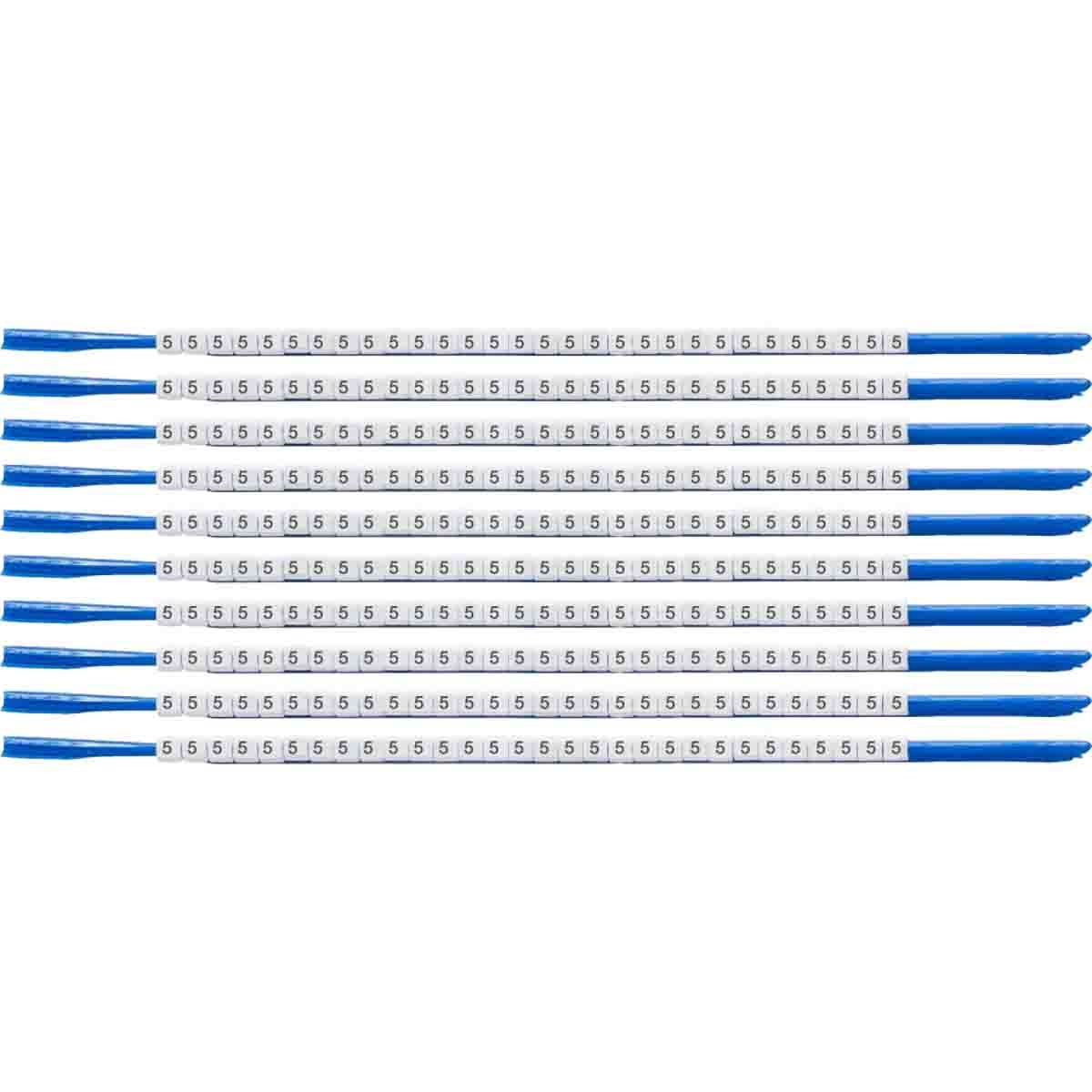 brd133005 - SCN-07-5 клипсы белые, 300шт/упак, для провода 1,9-2,4мм диаметра, легенда 5