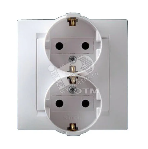 Розетка 2-м СП Simon15 16А IP20 250В с заземл. винт. клеммы бел. 1590459-030
