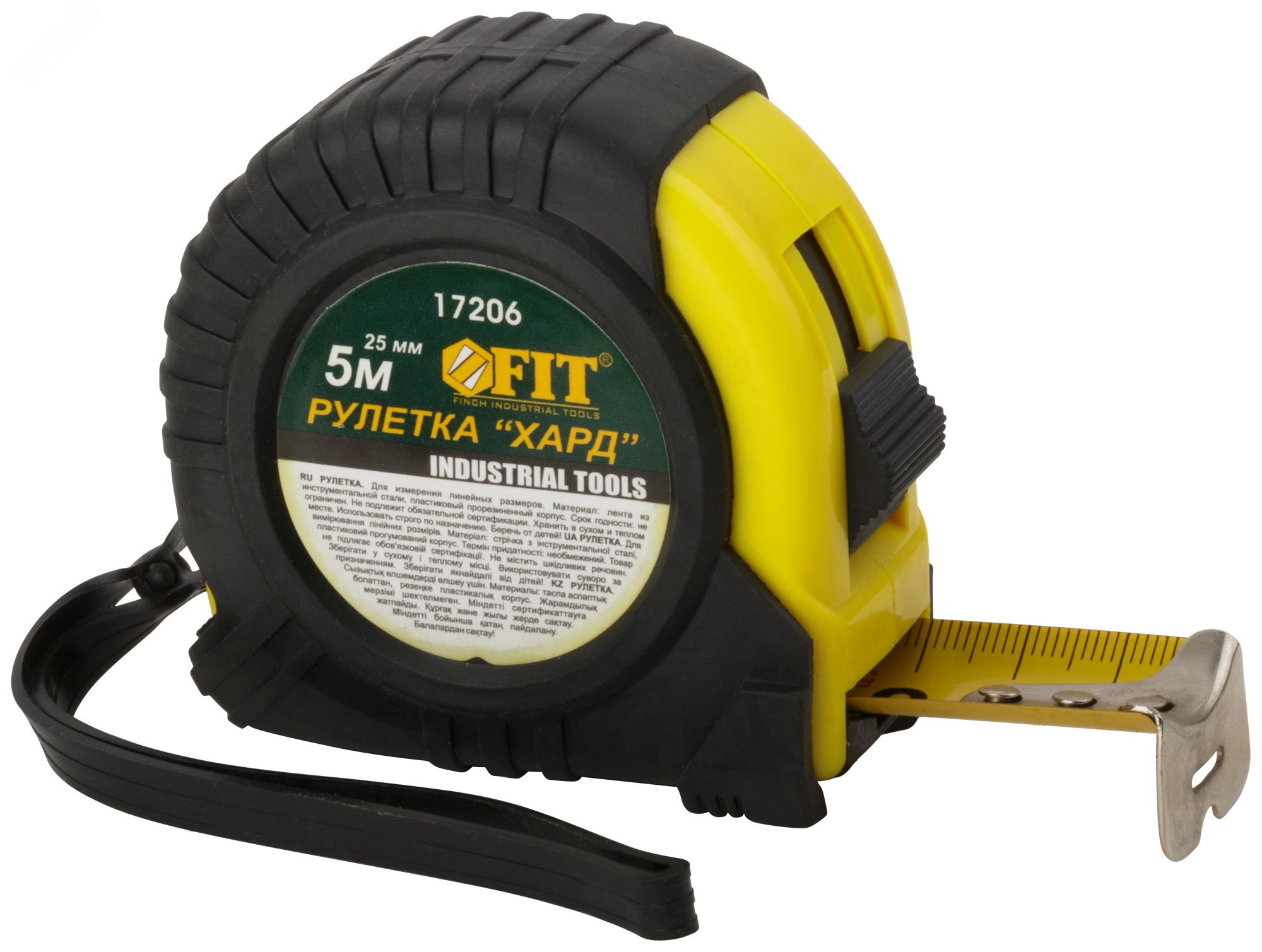 Рулетка прорезиненный корпус ""Хард"" 5 м x 25 мм 17206