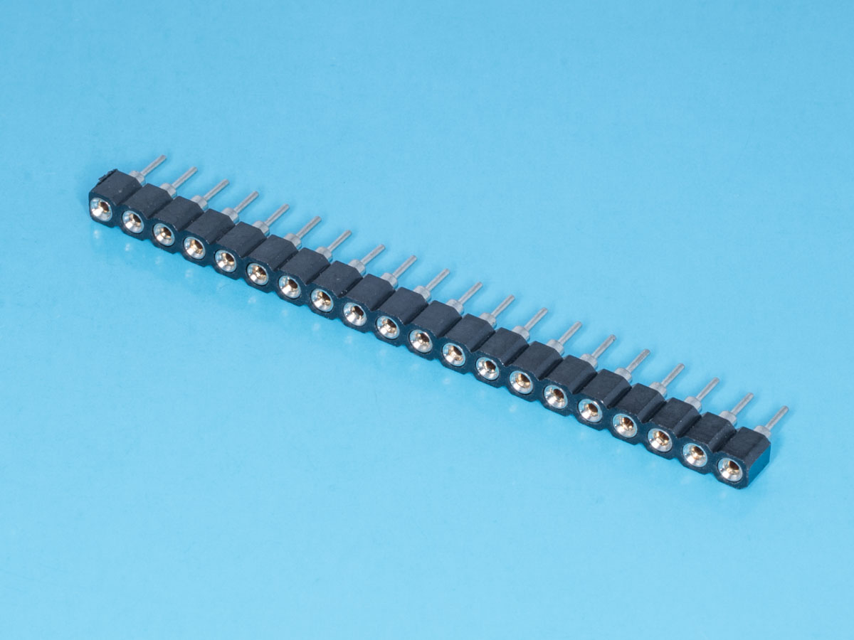 SCSL-20 - Гнезда цанговые однорядные для монтажа в отверстия 20pin, шаг 2.54мм