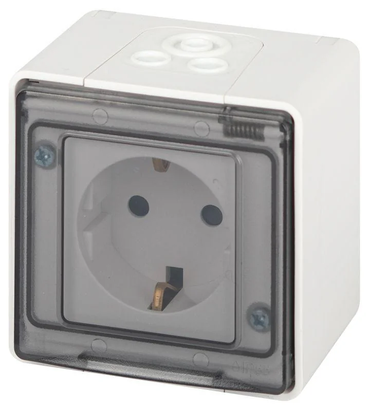Розетка Эксперт 11-2502-01 2P+E IP55 шторки 16А-250В ОУ бел. Эра Б0063280