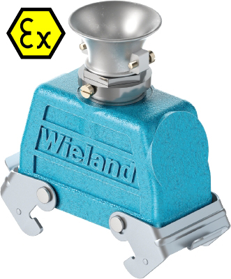 Крышка разъема Ex 70.357.2436.3 - Крышка разъема на кабель, типоразмер 24B, взрывозащищита, без уплотнителя, 1 кабельный ввод M25x1,5, с разгрузкой на изгиб, IP54, с верхним расположением, с двумя защелками, материал корпуса: цинковый сплав