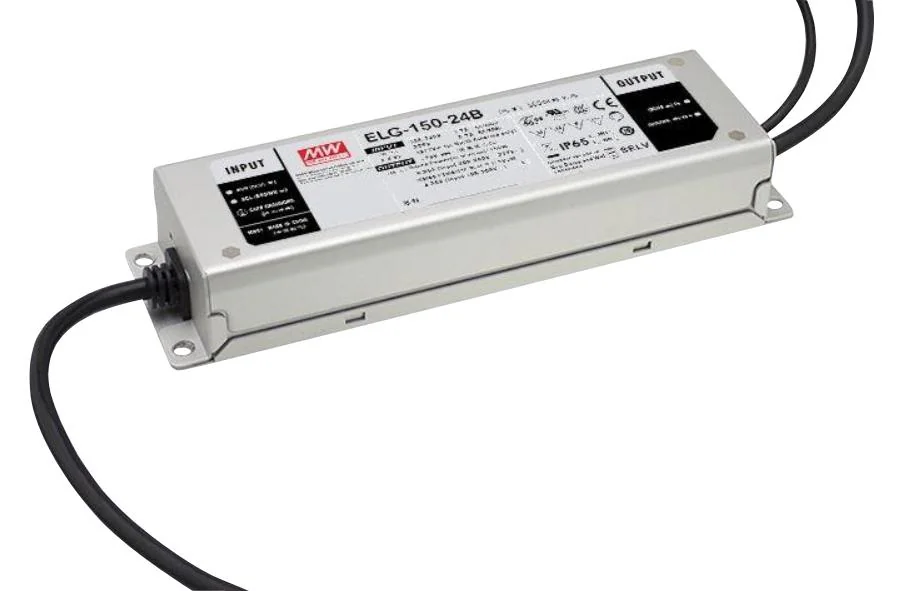 ELG-150-12B - AC-DC, 150Вт, IP67, вход 100…305В AC, 47…63Гц/142…431В DC, ККМ, выход 6...12В/10А, изоляция 3750В AC, в кожухе 219х63х35,5мм, -40…+70°С, димминг 3 в 1