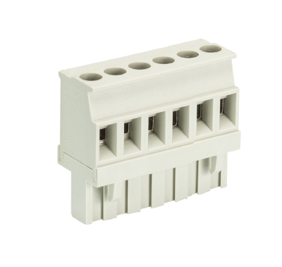 Розетка Wiecon 8213 B / 6 VR - Розеточный разъем, прямой, на кабель, шаг 5,08 мм, 6 полюсов, номинальное сечение: 2,5 мм кв., винтовая фиксация провода, 400V, 12А, с маркировкой, цвет: серый, серия 8213 B VR