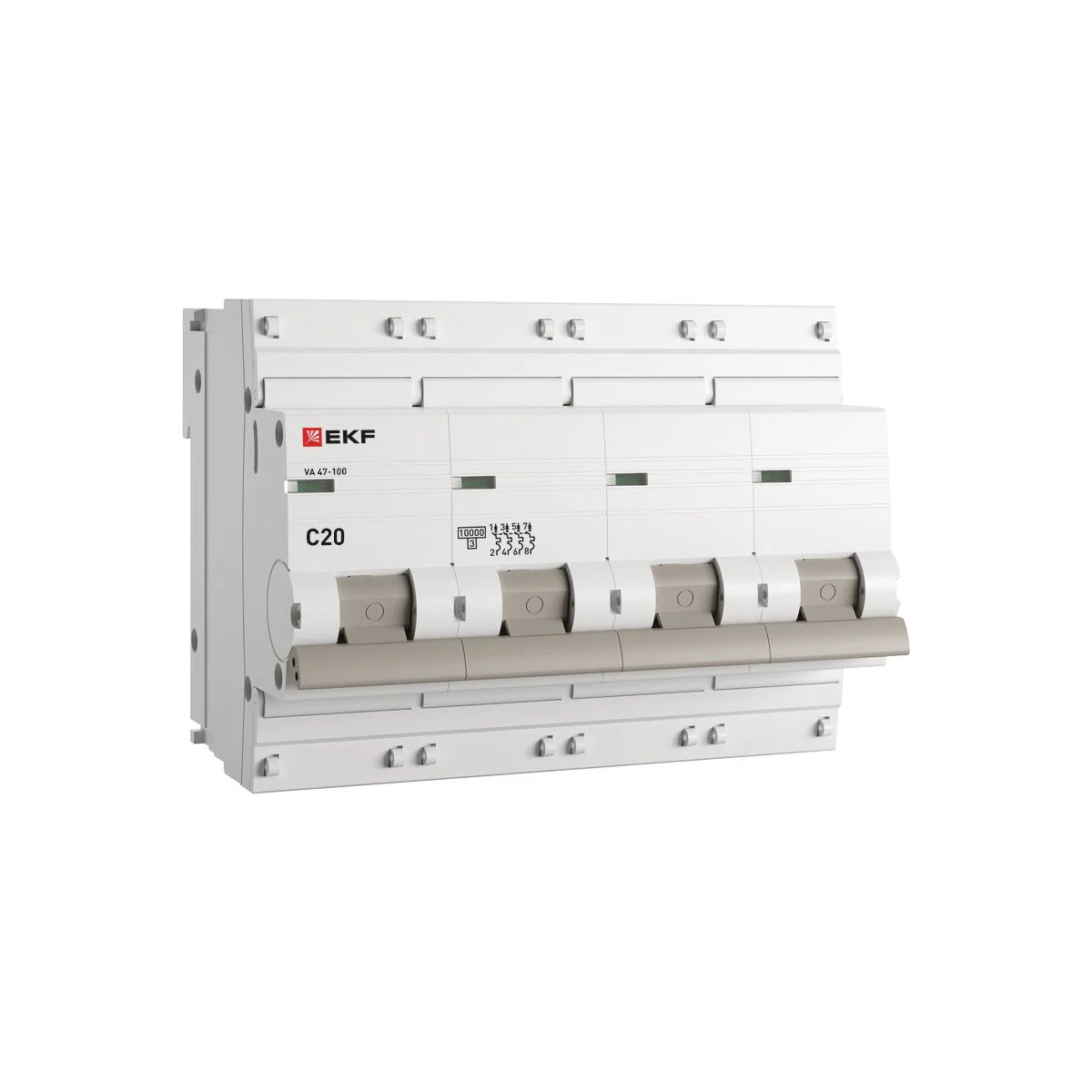 Автоматический выключатель 4P 20А (C) 10kA ВА 47-100 PROxima mcb47100-4-20C-pro