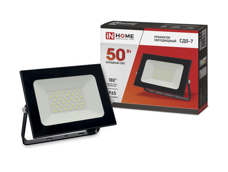 Прожектор светодиодный СДО-7 50Вт 6500К IP65 4500лм 230В черн. 4690612034638