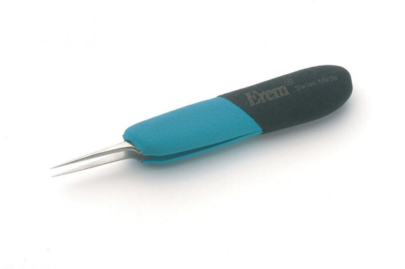 E5SA - Специальная нержавеющая сталь, эргономичные ручки, не магнитятся, электростатически безопасны. Эргономичный точный прямой пинцет с очень тонкими концами, например для удержания тонких проводов, длина 120 мм, 25 гр