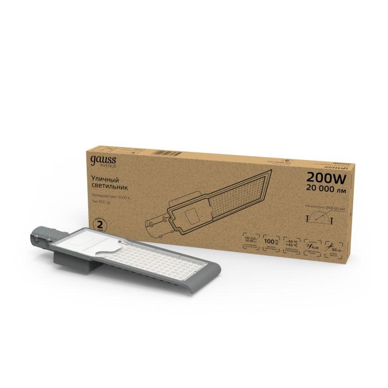 Светильник светодиодный Avenue 200Вт 5000К IP65 20 000лм 190-250В 600х200х70мм ДКУ уличный консольный КСС "Ш" 629534302