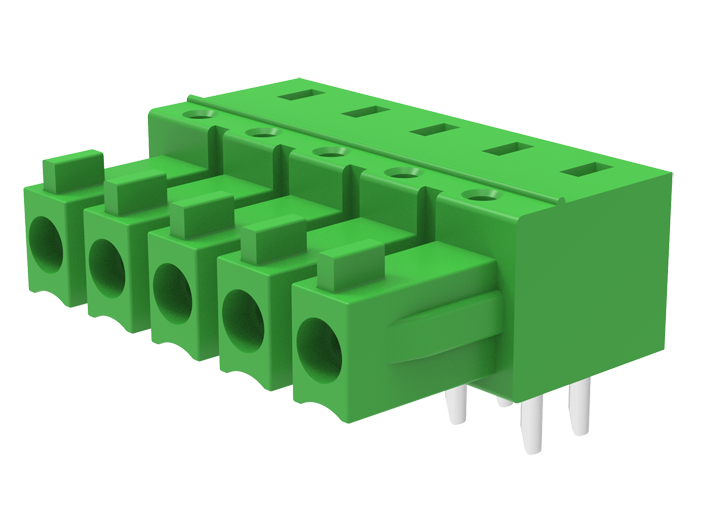 Розеточный разъем на плату MC-RU3.81SH03 - Розеточный разъем, горизонтальный на плату, шаг: 3.81 мм, 3 полюса, фиксация на плате пайка, исполнение: стандартное, 160V, 8A, цвет: зеленый
