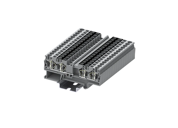 Проходная клемма TC4-2X2-GY - Проходная клемма, с разрывом цепи, 2X2 точки подключения, тип фиксации провода: пружинный, номинальное сечение: 4 мм кв., 32A, 800V, ширина: 6,2 мм, цвет: серый, тип монтажа: DIN 35