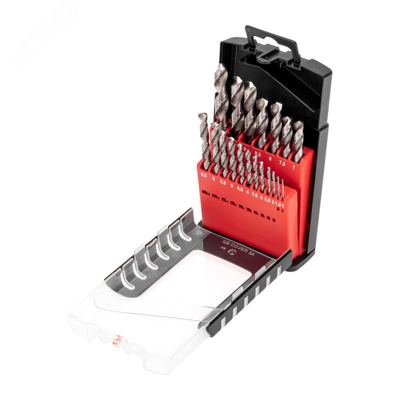 Набор сверл по металлу 1-10мм (через 0,5мм), 19 шт. Р6М5 Ц/Х KR-91-0635