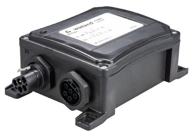 Коробка 96.050.0153.1 - Распределительный блок, серия RST Classic, IP68(69k), 5 полюсов, 1 вход / 3 выхода, номинальные характеристики: 250/400V, 20A,  с монтажными фланцами, цвет: черный, серия RST Classic