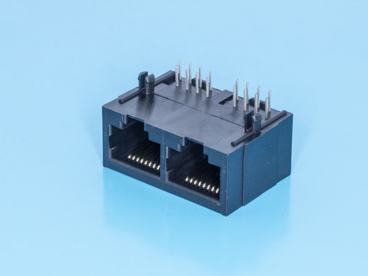 TJ9-8P8C-02 - Разъем на плату 8P8C, тип 9, 2 гнезда